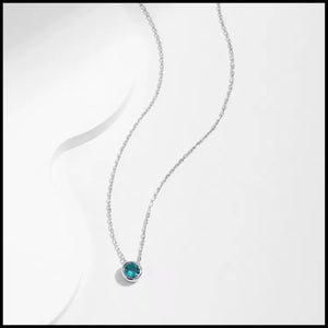 Blue Cubic Zircon Silver Necklace