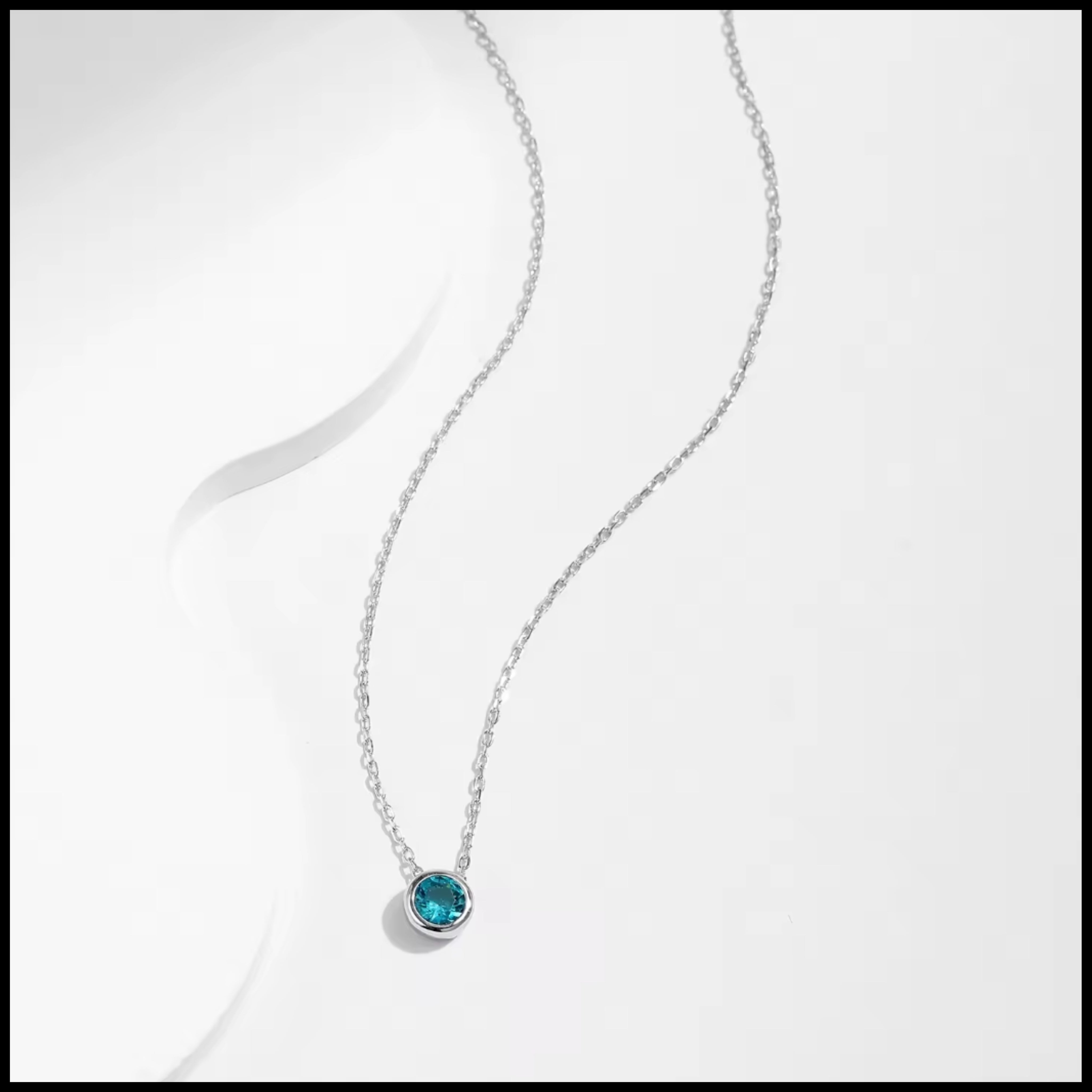 Blue Cubic Zircon Silver Necklace