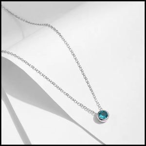 Blue Cubic Zircon Silver Necklace