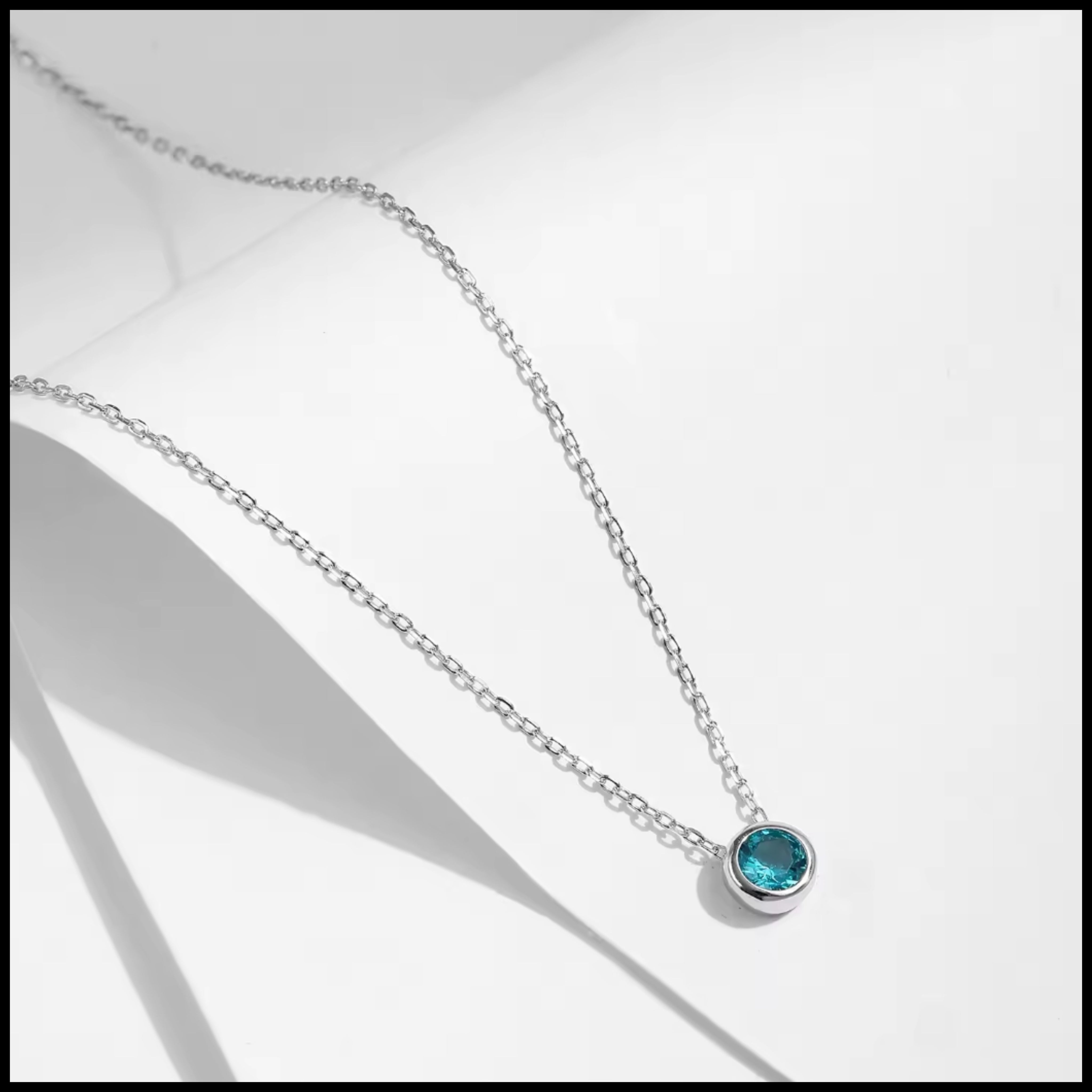 Blue Cubic Zircon Silver Necklace