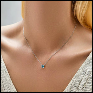 Blue Cubic Zircon Silver Necklace