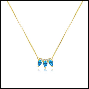 Blue Three Stone Necklace