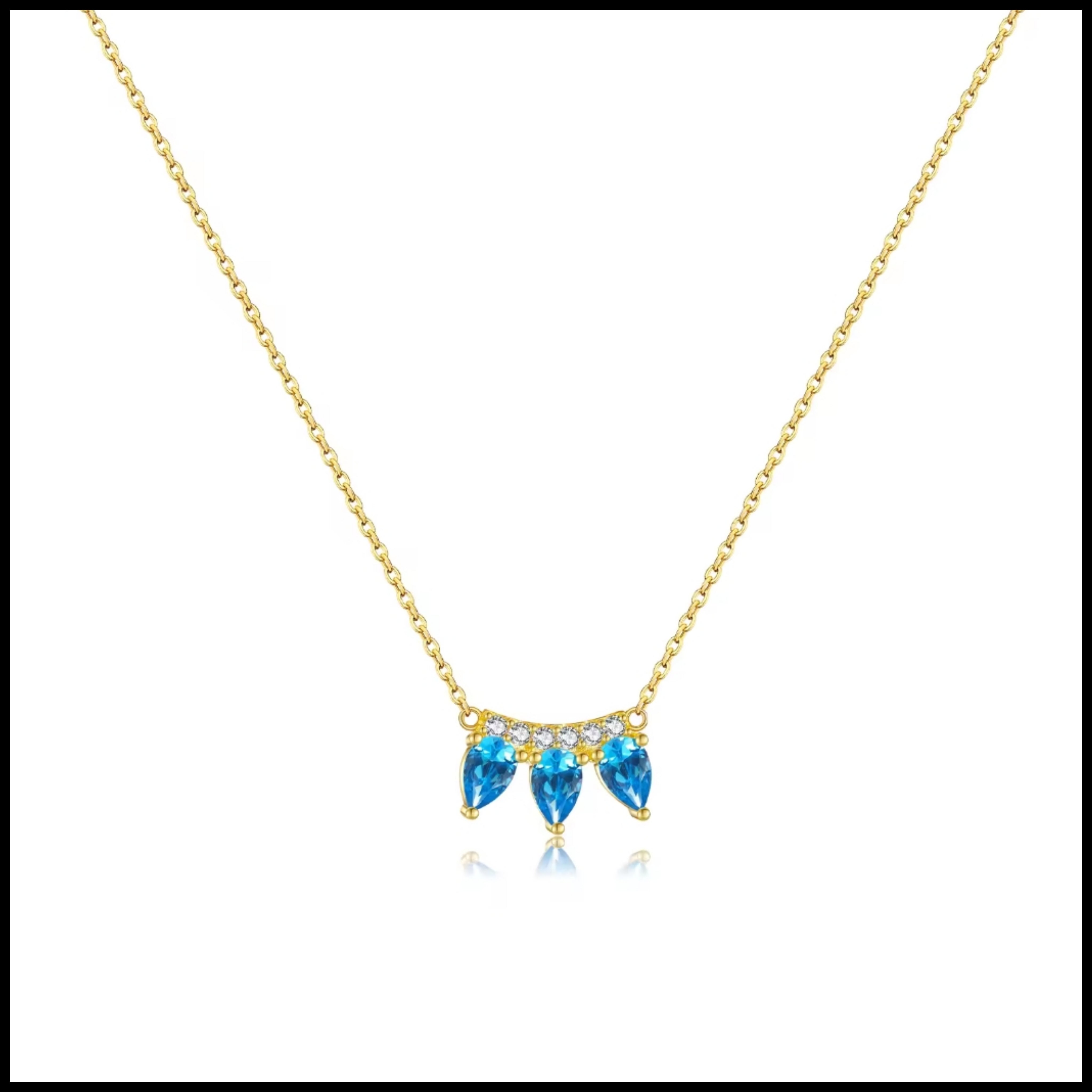 Blue Three Stone Necklace