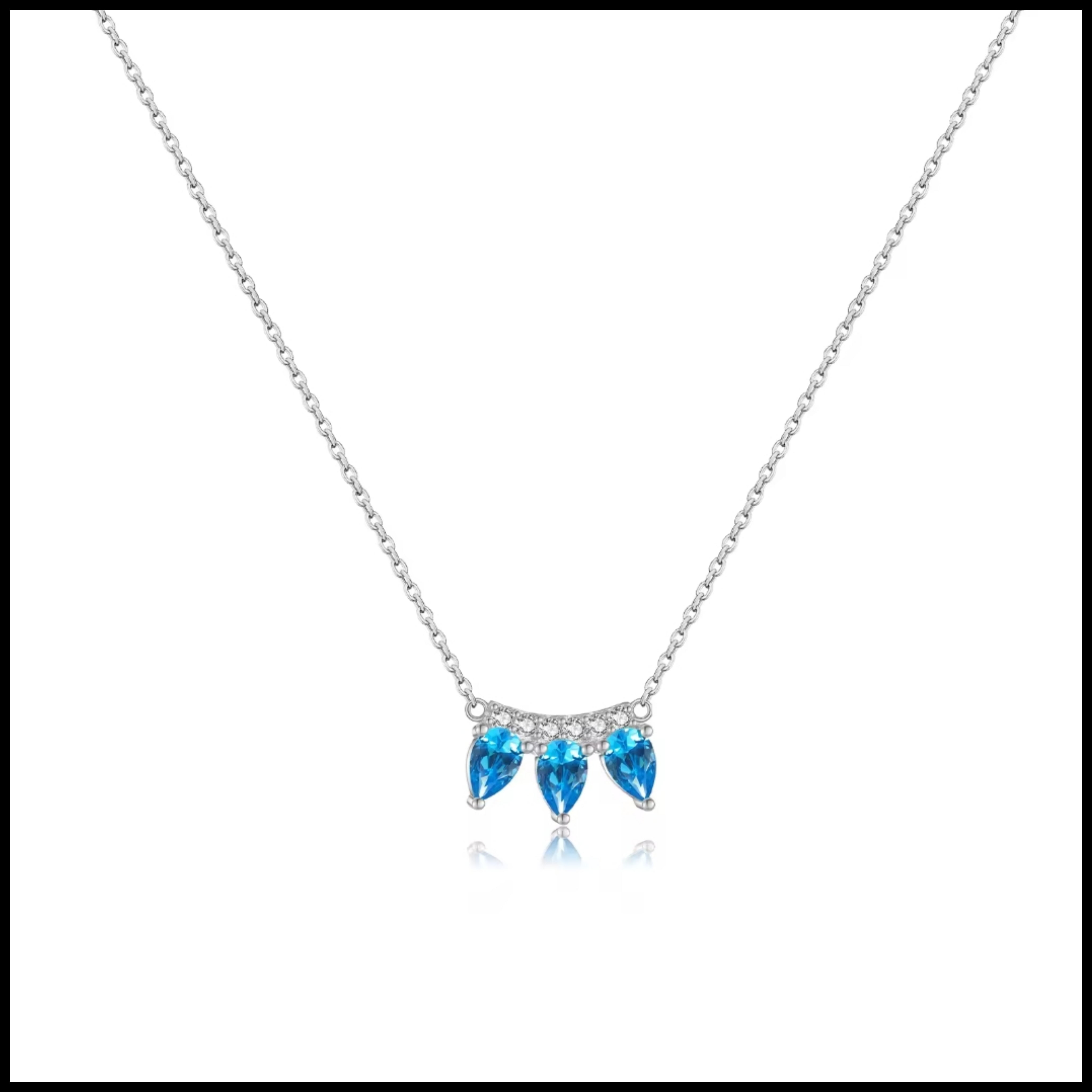 Blue Three Stone Necklace
