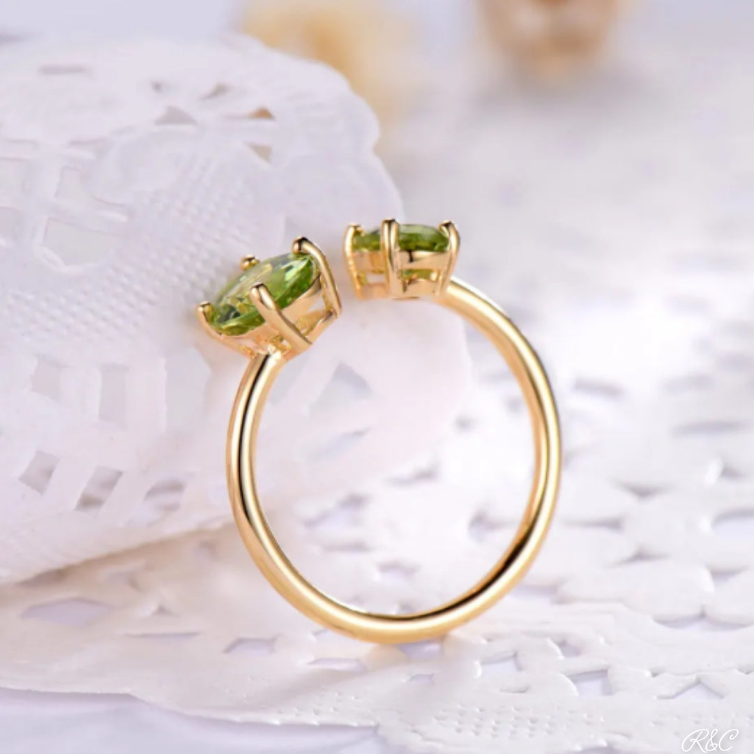 Natural Peridot Adjustable Ring