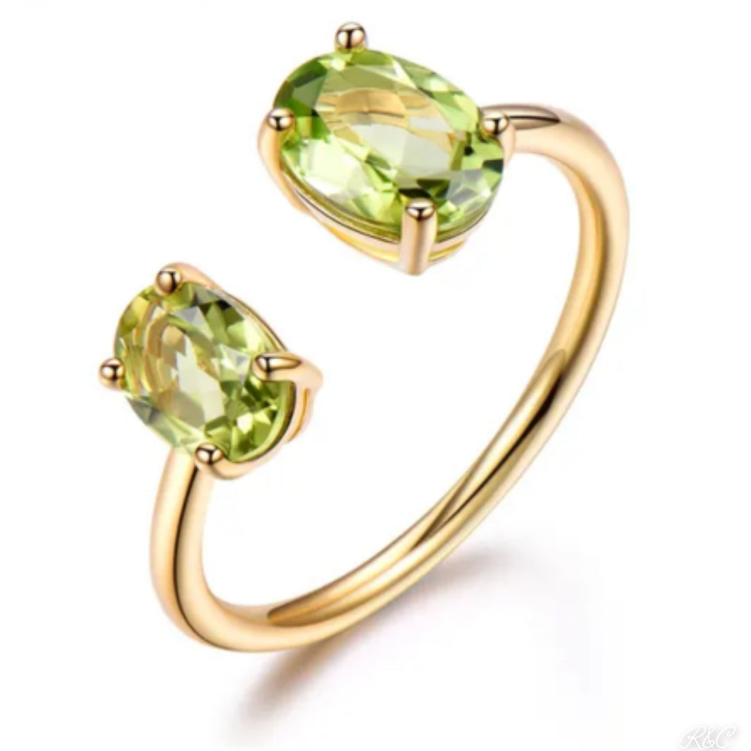 Natural Peridot Adjustable Ring