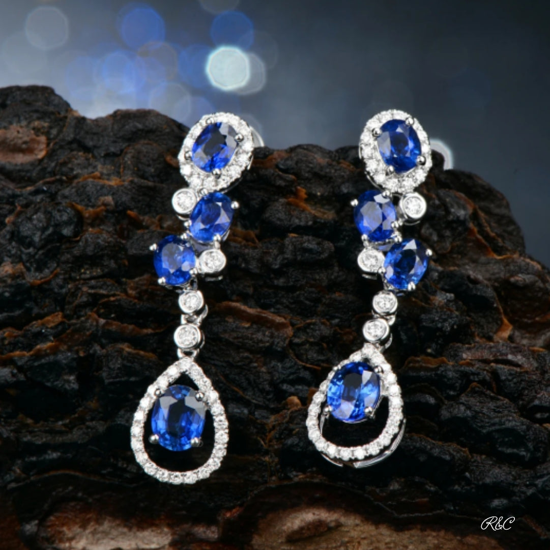 VIENNA Sapphire & Diamond Drop Earrings