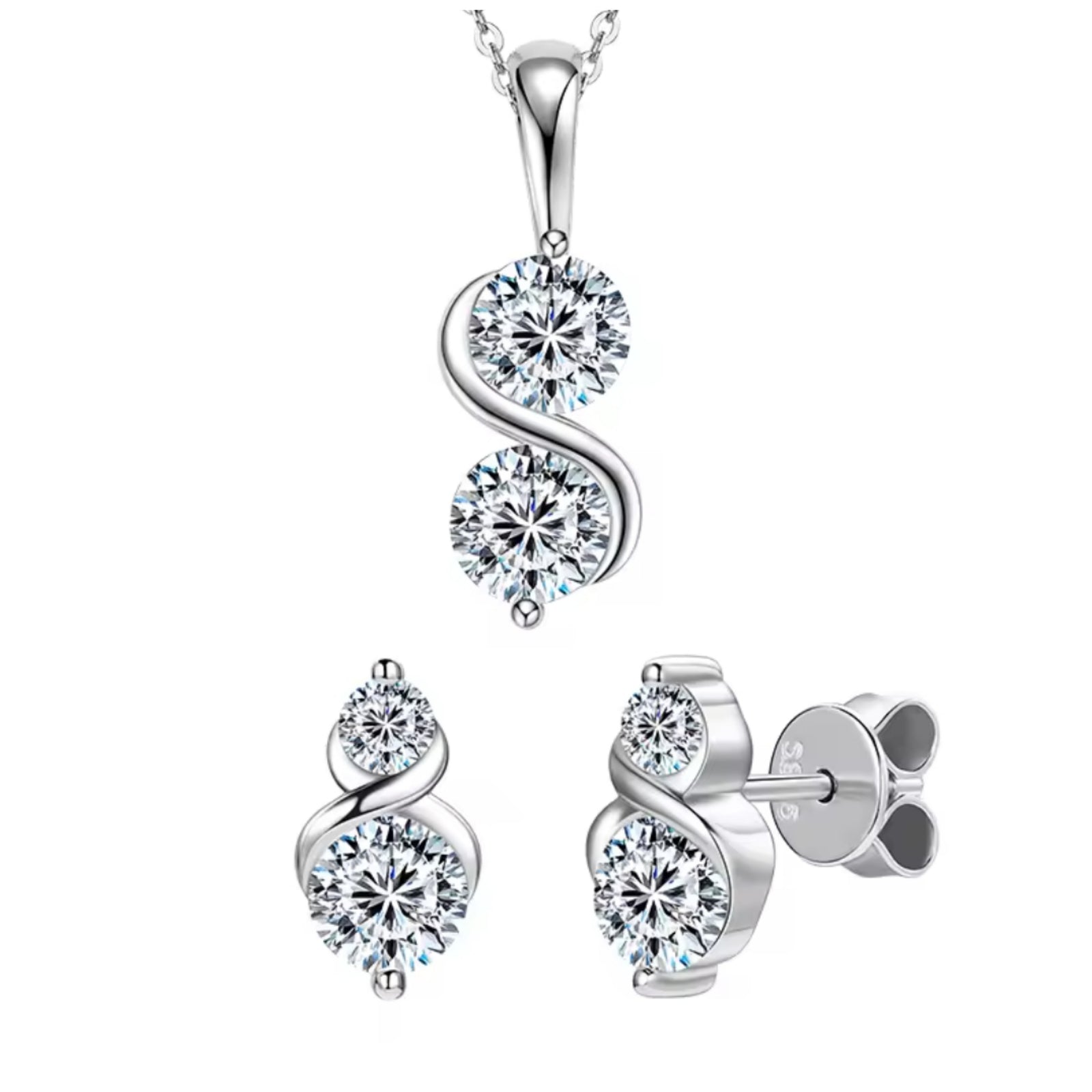 Moissanite Necklace & Earrings
