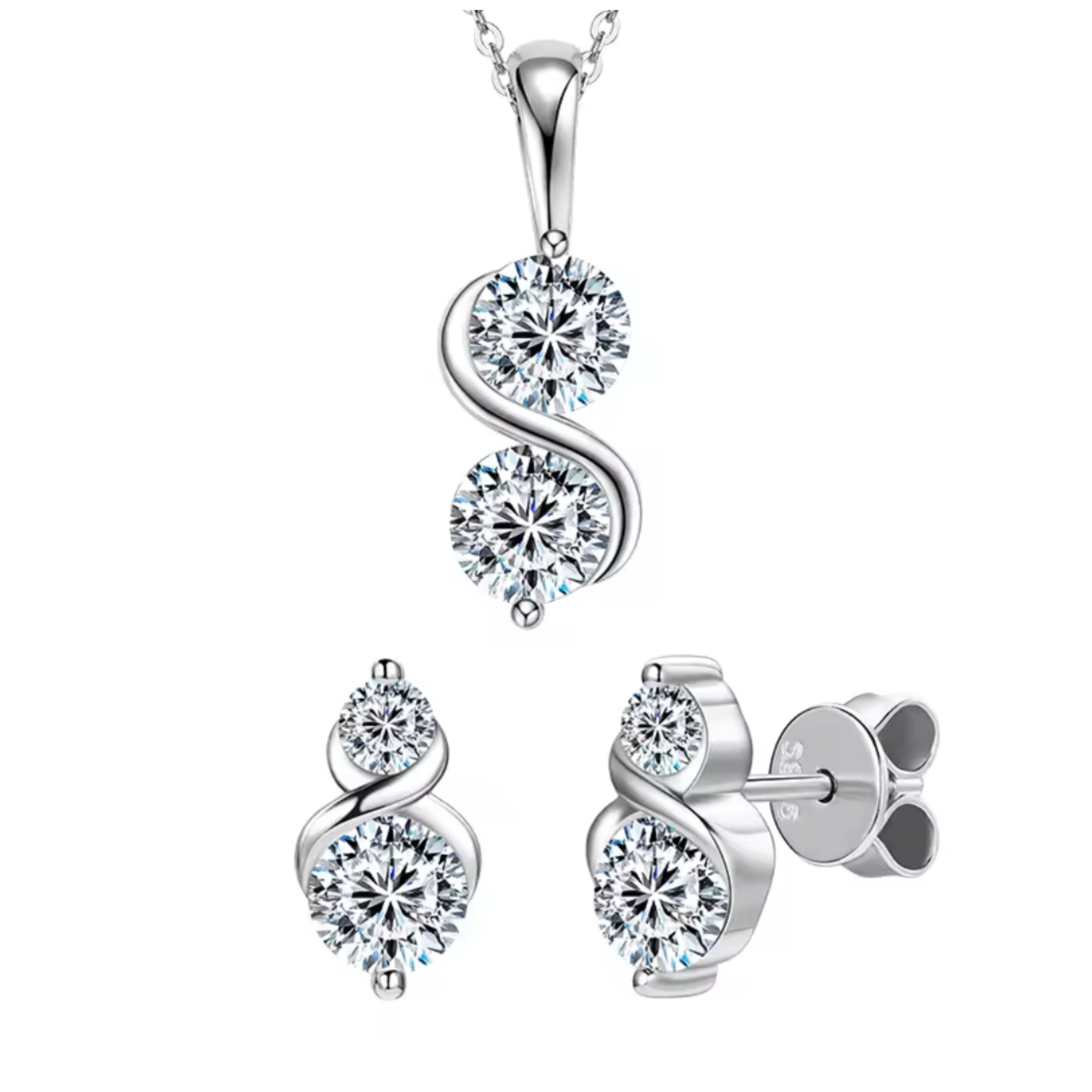Moissanite Necklace & Earrings