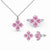 Pink Flower Silver Jewellery Set