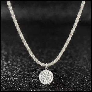 Zircon round pendant necklace in silver with a sparkling 8mm round zircon on a delicate chain