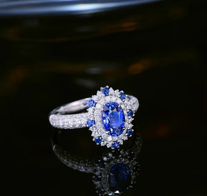 Sapphire & Diamond 18K White Gold Ring