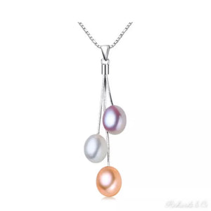 Multi Pearl Silver Necklace