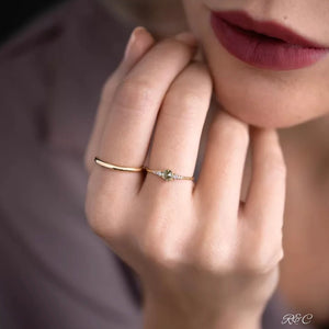 R&C Minimalist Collection - Green Zircon 18k Gold Plated Silver Ring