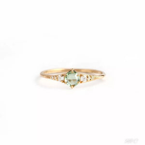 R&C Minimalist Collection - Green Zircon 18k Gold Plated Silver Ring