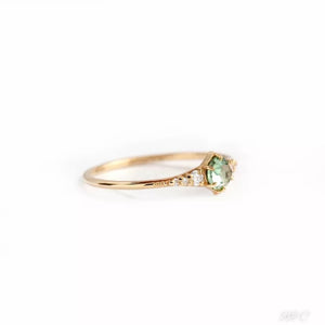 R&C Minimalist Collection - Green Zircon 18k Gold Plated Silver Ring