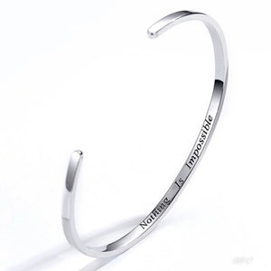 " Nothing Is Impossible " Silver Bangle