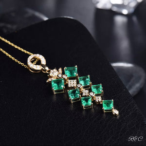 " BONITA " Emerald & Diamond Necklace - Deluxe Edition