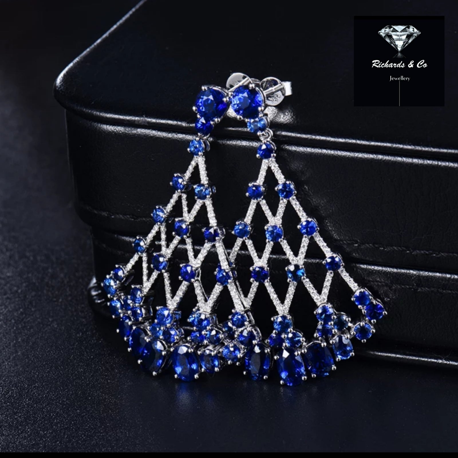 ATHENA -Sapphire & Diamond Drop Earrings