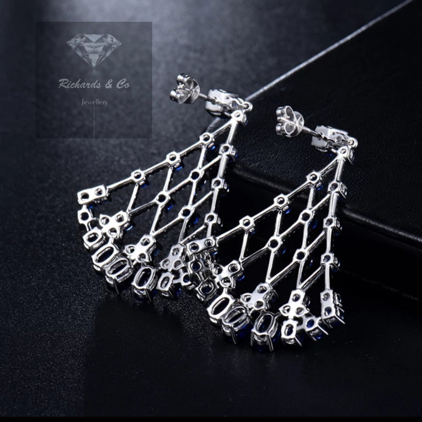 ATHENA -Sapphire & Diamond Drop Earrings