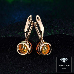 Citrine Gemstone's and Diamond Drop Earrings