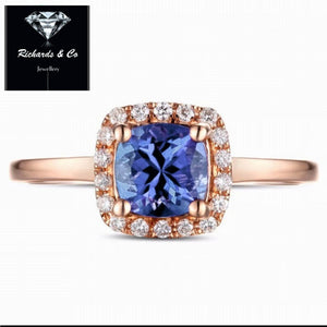 Tanzanite & Diamond Rose Gold Ring