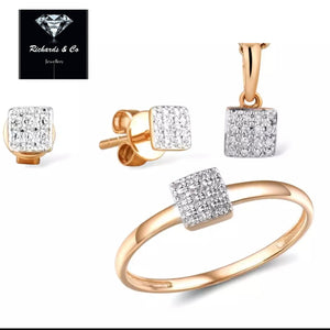 14K Rose Gold & Diamond 3 Piece Jewellery Set