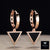 Black Agate- Triangle 18K Rose Gold Drop Earrings