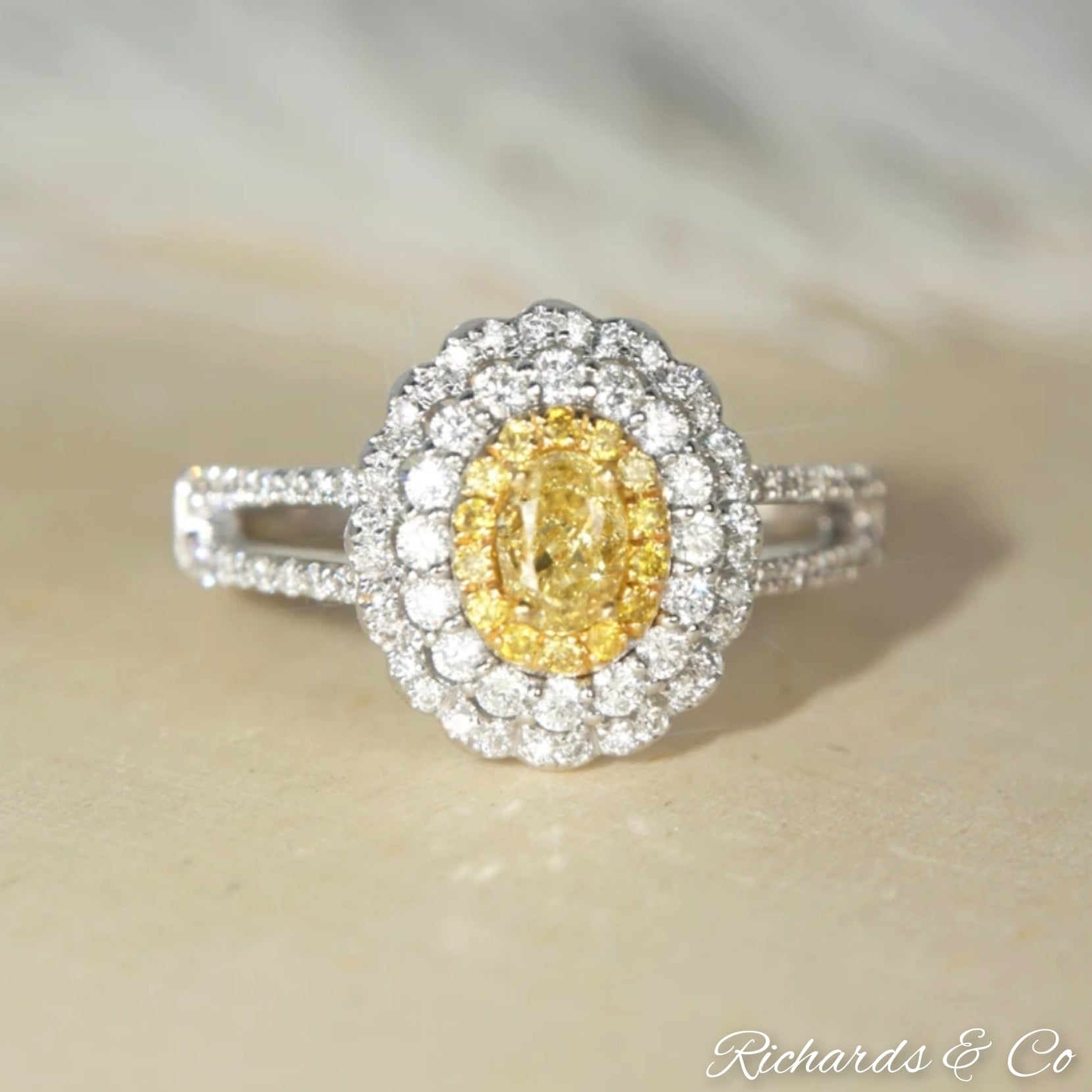 18K Yellow White Gold Diamond Ring