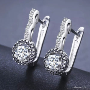 BLACK BEAUTY - Collection Dangle Hoop Silver Earrings