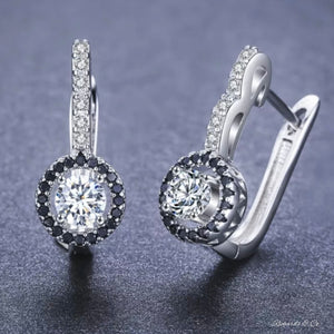BLACK BEAUTY - Collection Dangle Hoop Silver Earrings