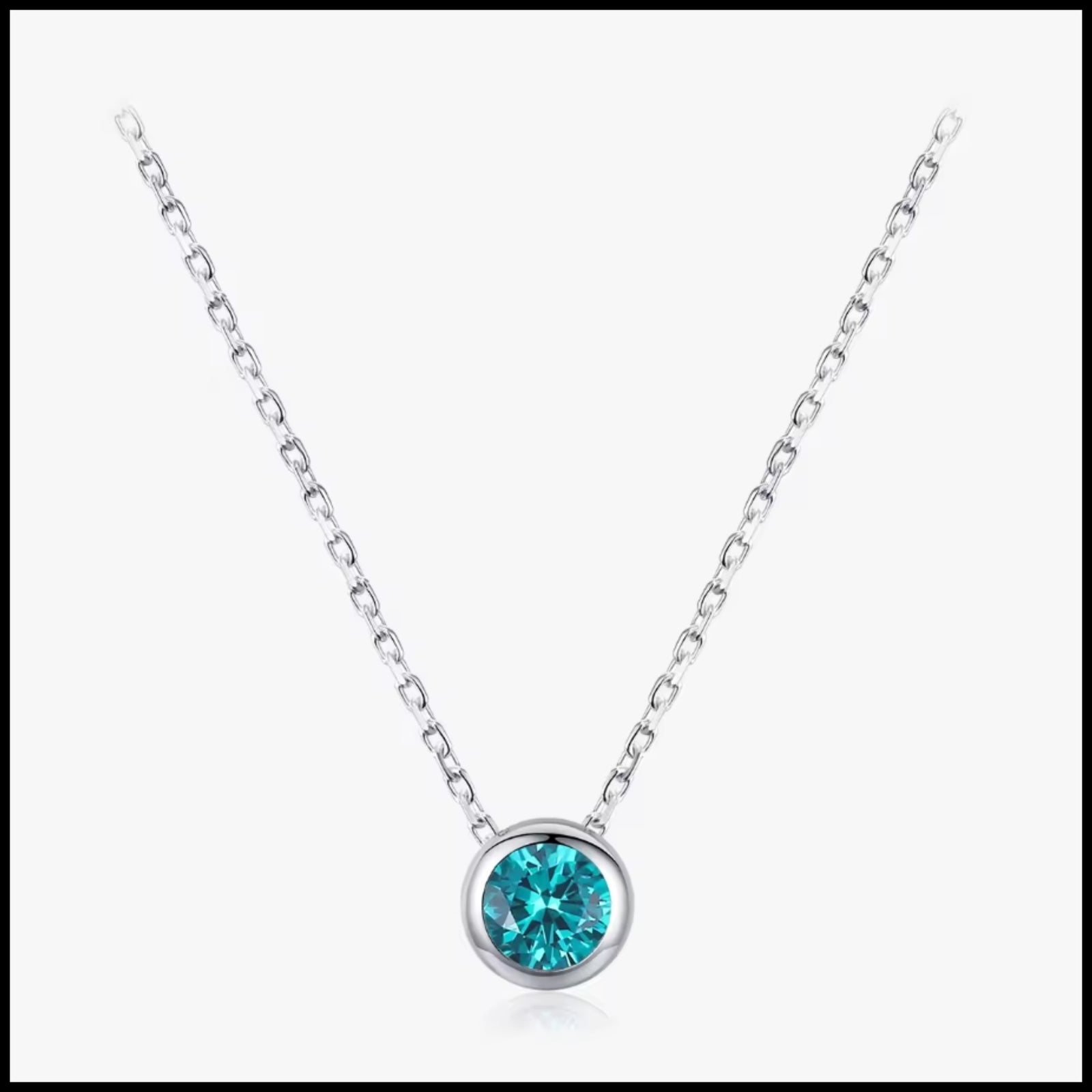 Blue Cubic Zircon Silver Necklace