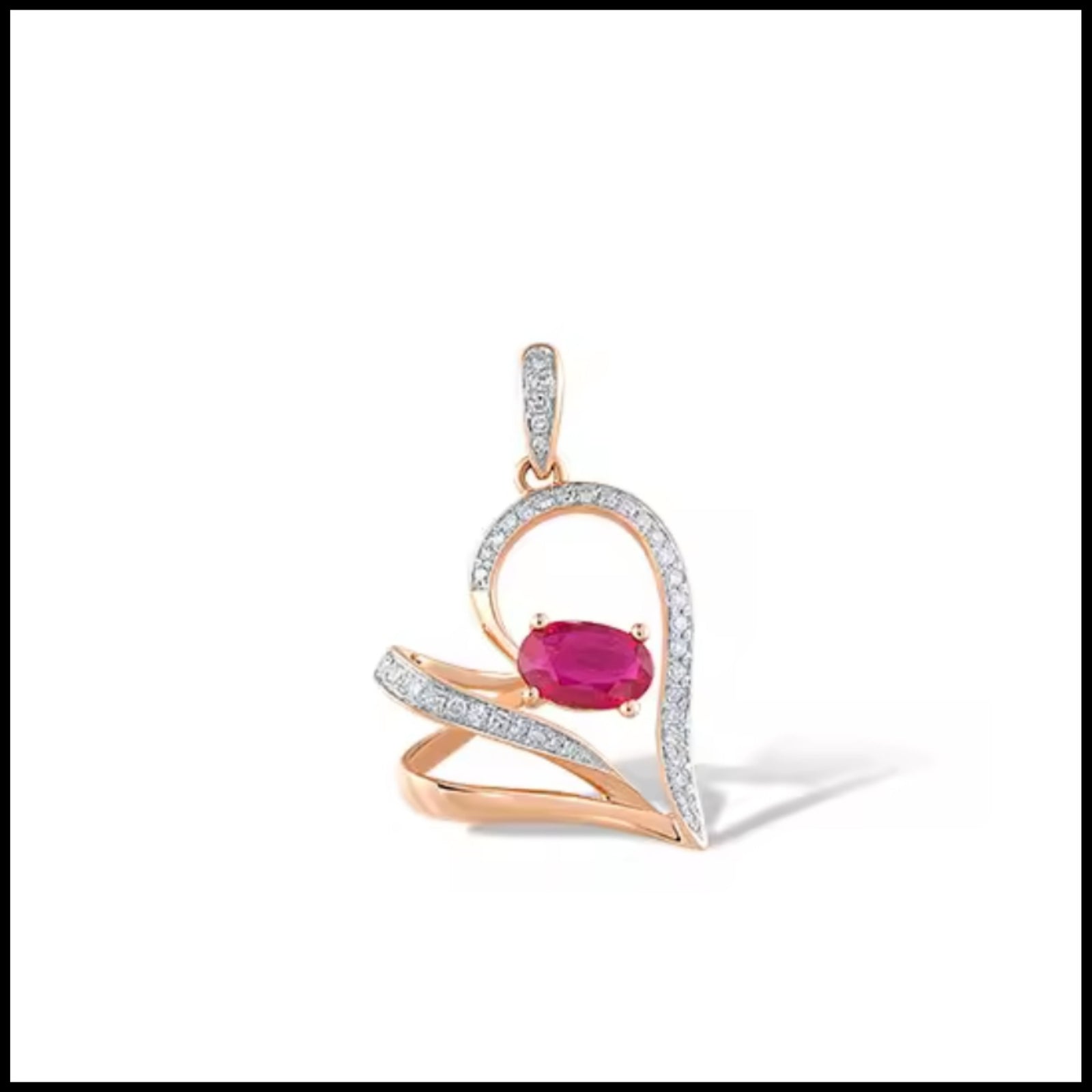 Ruby Diamond Heart Pendant