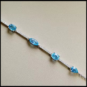 Blue Aquamarine & Diamond Bracelet