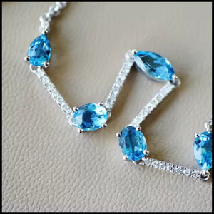 Blue Aquamarine & Diamond Bracelet