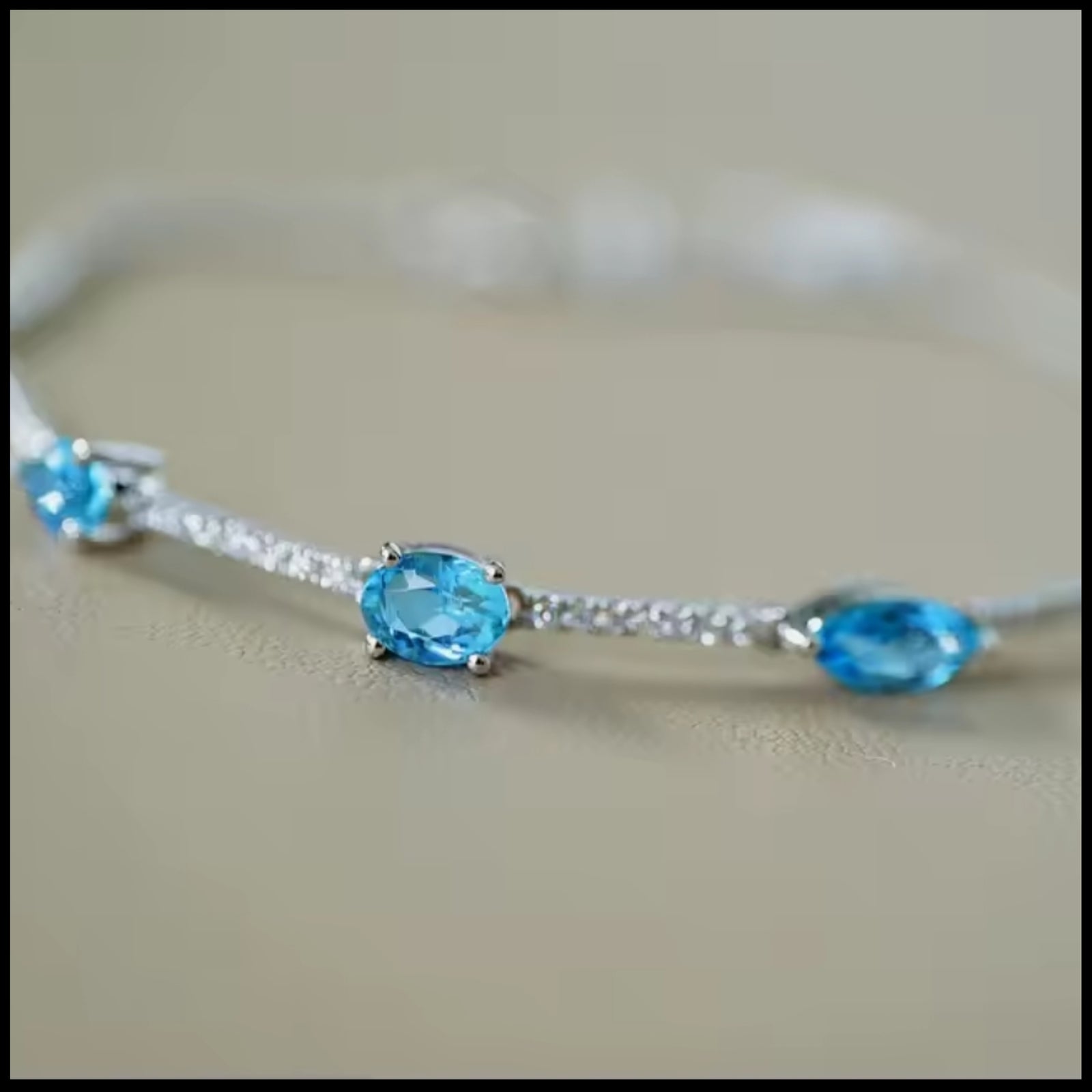 Blue Aquamarine & Diamond Bracelet