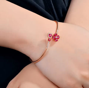 Ruby Heart Diamond 18K Bangle Bracelet
