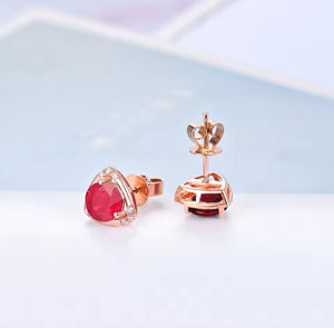 Ruby Trillion Diamond Earrings