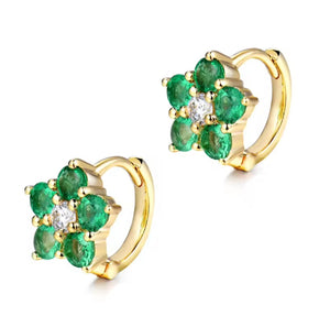 Emerald Diamond Huggie Hoop Earrings