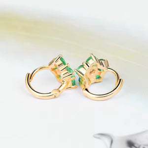 Emerald Diamond Huggie Hoop Earrings