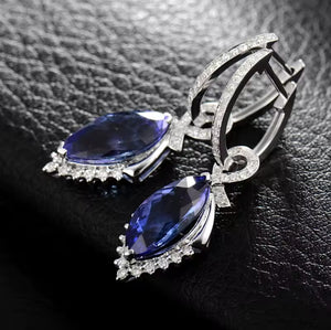 Tanzanite Marquise Cut Drop Earrings
