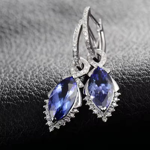 Tanzanite Marquise Cut Drop Earrings