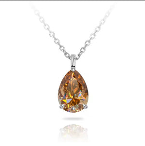 Necklace 4ct Pear Cut Moissanite
