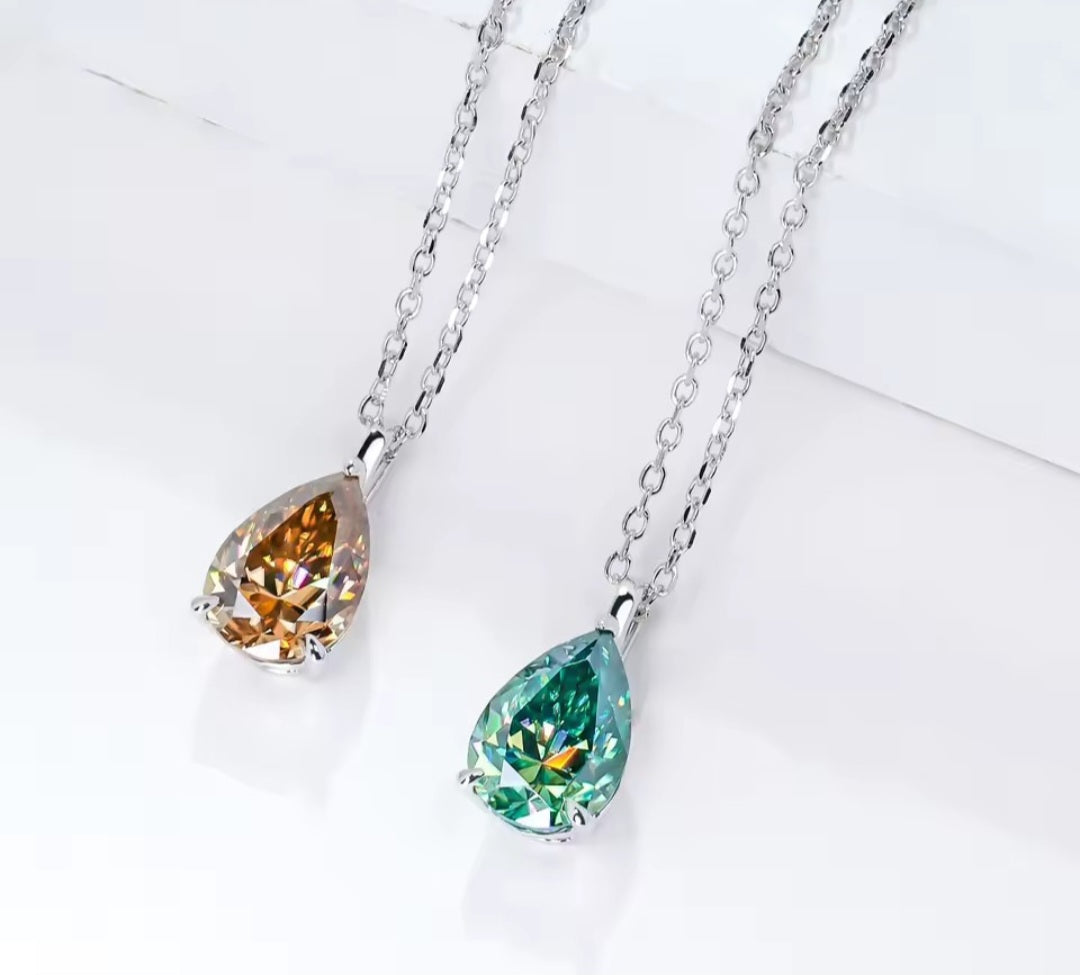 Necklace 4ct Pear Cut Moissanite