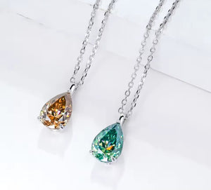Necklace 4ct Pear Cut Moissanite