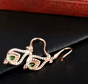 Tsavorite Diamond Rose Gold Earrings