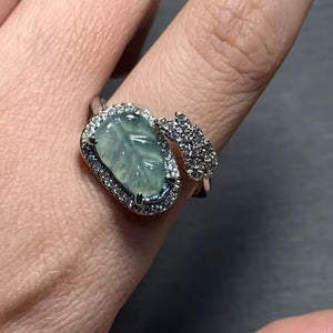 Natural Burma Jade Vintage Design Ring