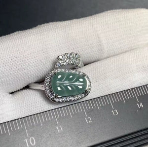 Natural Burma Jade Vintage Design Ring