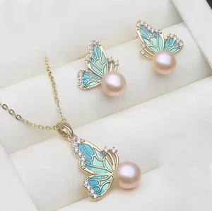 Butterfly Pearl Jewellery Set