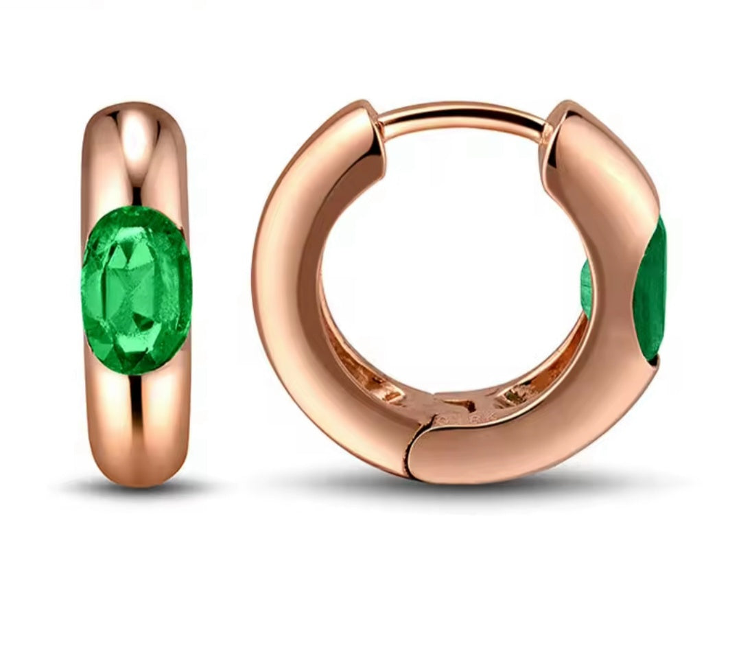 Emerald Huggie Hoop Earrings